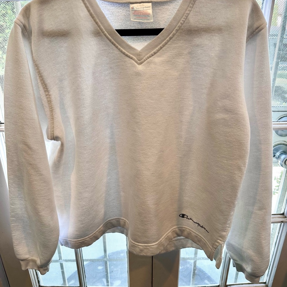 Champion Cream V-Neck Sweatshirt